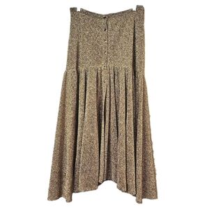 LUCE Asymmetrical Gold Metallic Button Front Center Split Drop Waist Full Skirt